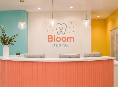 The colorful Bloom Dental reception
